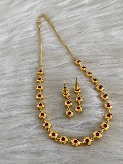 Gold tone rani pink stone necklace set dj-54762