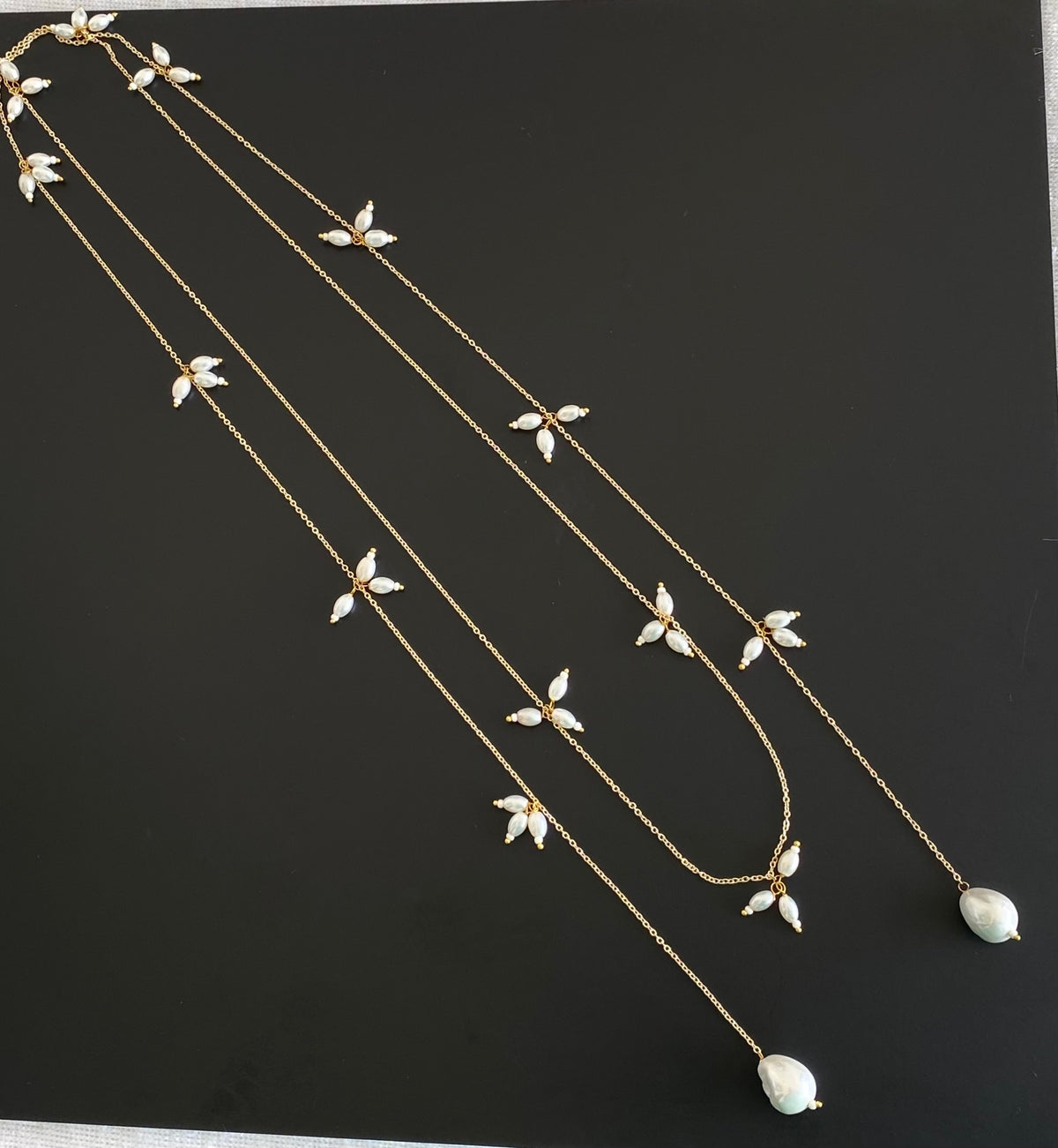 Long wrap around pearl necklace dj-54973