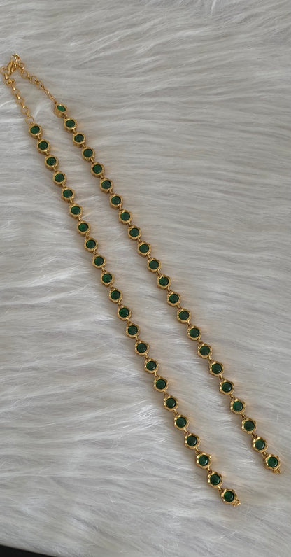 Antique gold tone kemp-green reversible chain for pendant dj-54239
