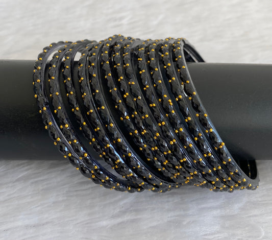 Set of 10 black glass bangles(2.10) dj-52875