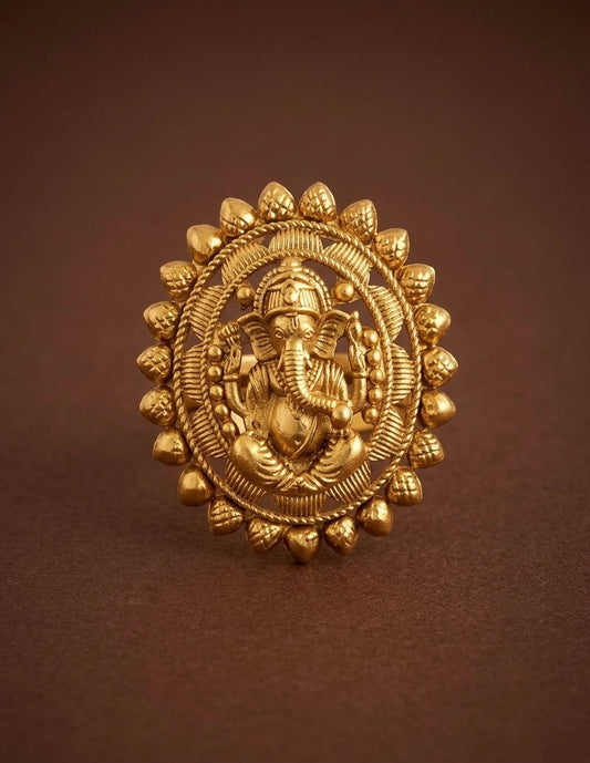 Matte finish ganesha finger ring dj-54324