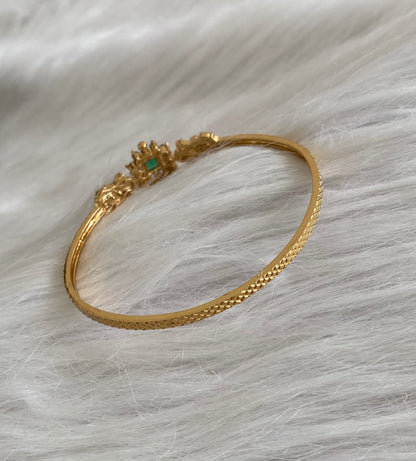 Antique gold tone white-green stone lakshmi single kada (2.8) dj-54780