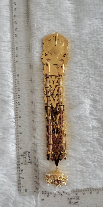 Gold tone pink-green kundan jadau jadai nagam/hair jewel dj-52033