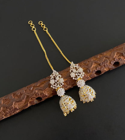Two tone jhumkka with ear side chain dj-54660