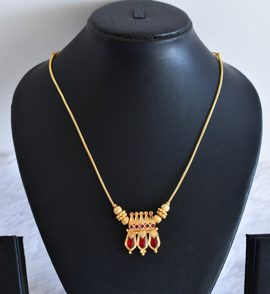 Gold tone pink-red nagapadam necklace  dj-53090