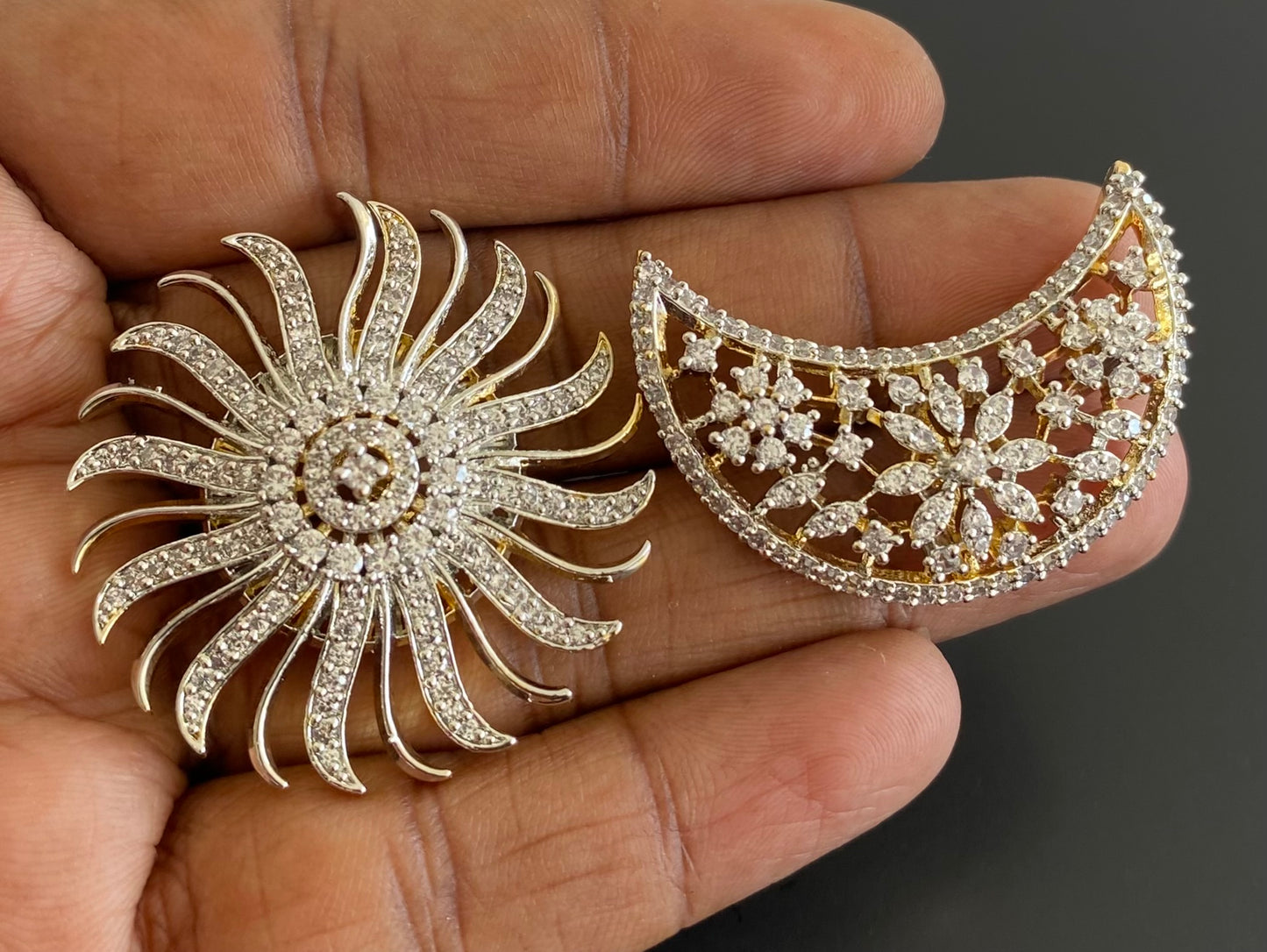 Two tone AD  flower sun moon hair jewel dj-53646