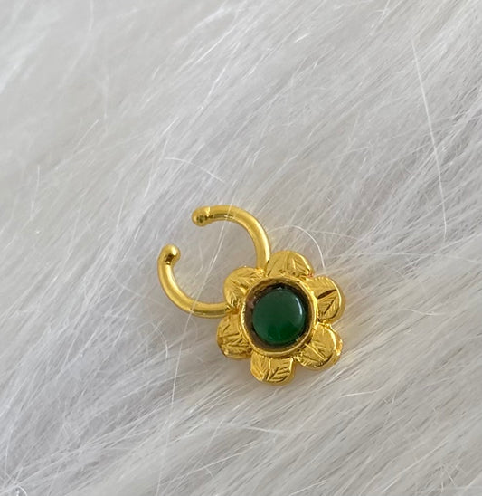Gold tone green stone nose pin/bulakku dj-53788