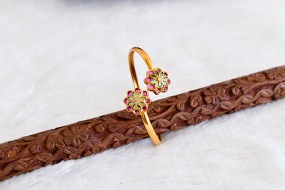 Matte finish pink-green-white stone flower kada/bracelet dj-52984