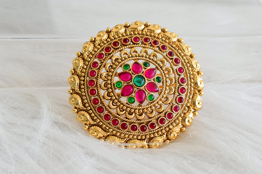 Antique gold tone kemp-green round hair jewel (rakodi) dj-53627