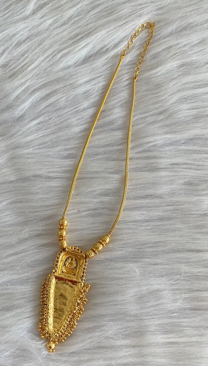 Gold tone kerala style pink stone nettipattam lakshmi necklace dj-54128