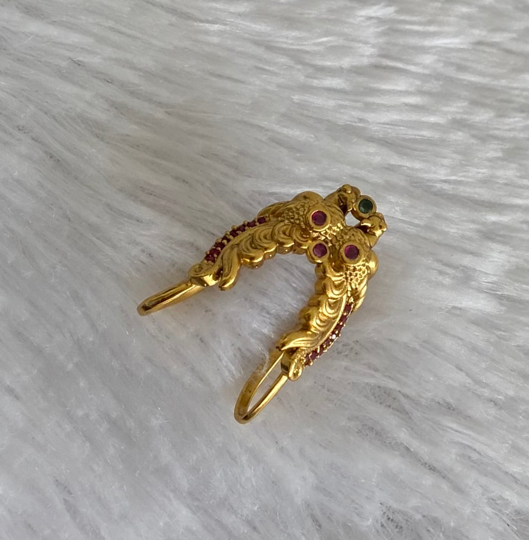 Antique gold tone kemp-green peacock vanki style finger ring dj-53678