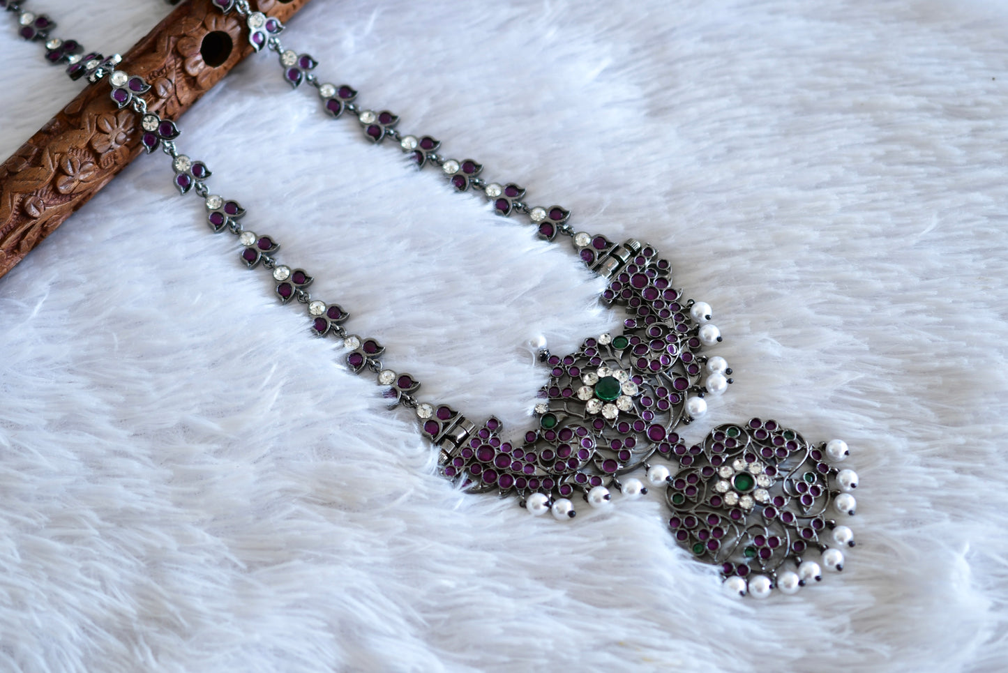 Black finish AD precious kemp pearl peacock haar Dj-52537