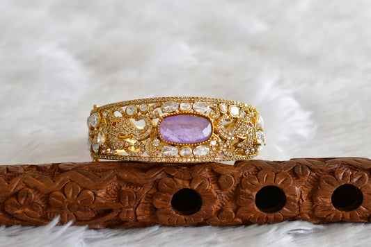 Antique gold tone cz moissanite purple elephant kada dj-51776