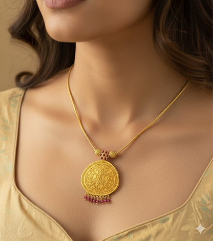Gold tone pink stone flower kodi necklace dj-51687