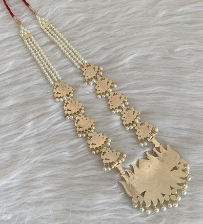 Gold tone precious kemp-green-white lotus peacock pearl haar dj-54724