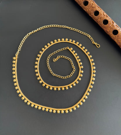 Antique gold tone flower hip/waist chain dj-51384