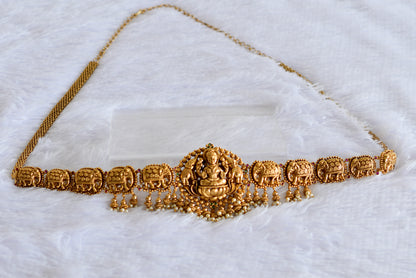Antique gold tone kemp lakshmi elephant waist belt dj-52197