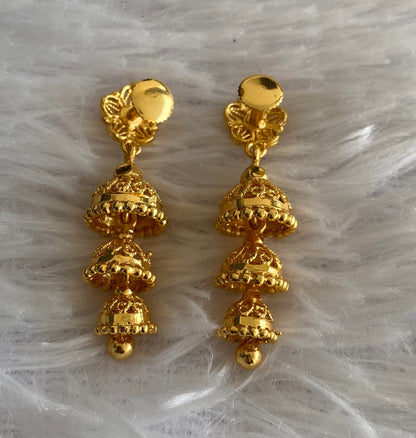 Gold tone flower screw back step jhumkka- dj52883