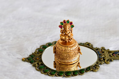 Antique gold tone Ma Lakshmi kumkum box dj-52323