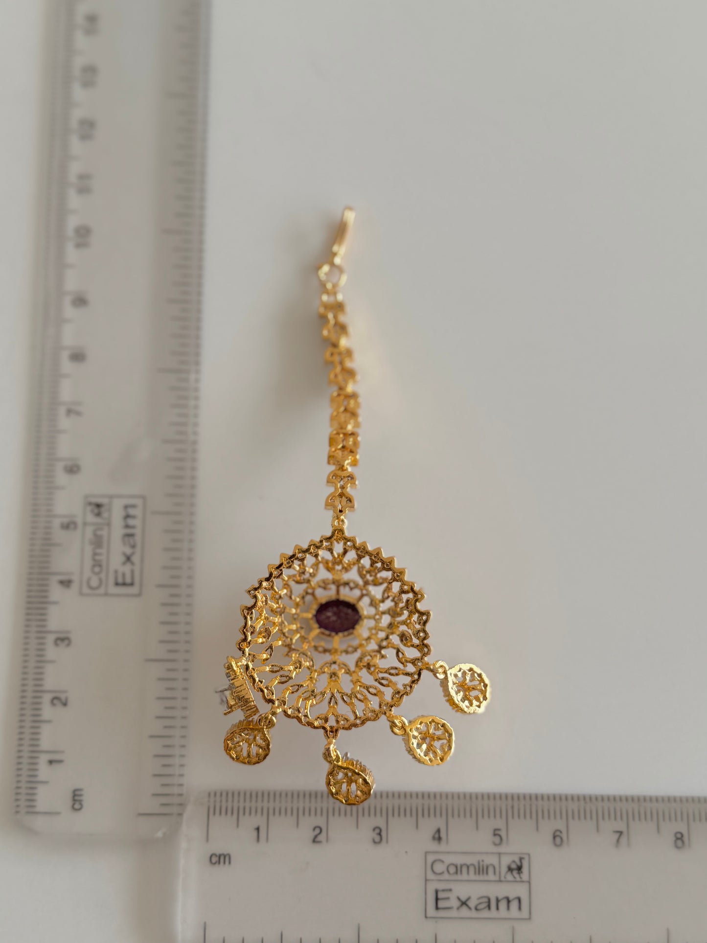 Two tone cz-purple thilak stone tikka dj-51366