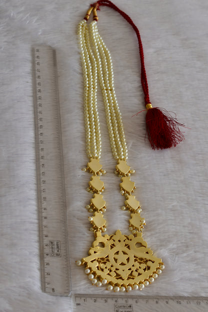 Gold tone precious kemp-green-white pearl peacock haar dj-52263