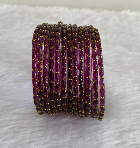 Set of 12 dark purple glass bangles(2.6) dj-52833