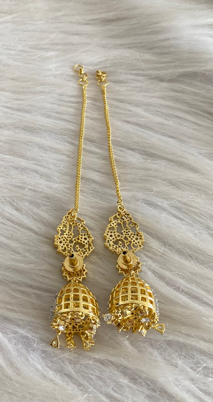 Two tone jhumkka with ear side chain dj-54660