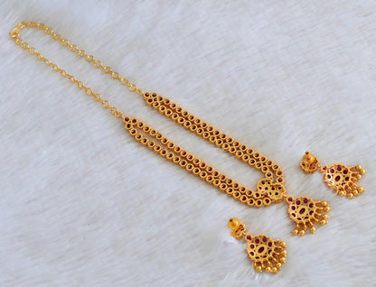 Matte finish ruby double layer attigai/necklace set dj-53182