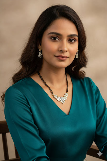 Two tone cz white stone 18 inches mangalsutra set dj-52067