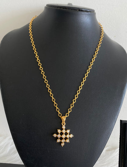 Gold tone 18 inches chain with white stone pendant dj-53863