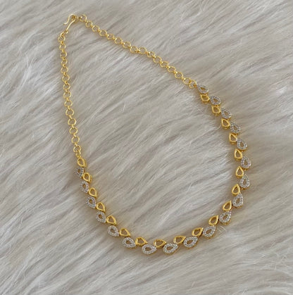 Two tone cz white stone necklace dj-54862