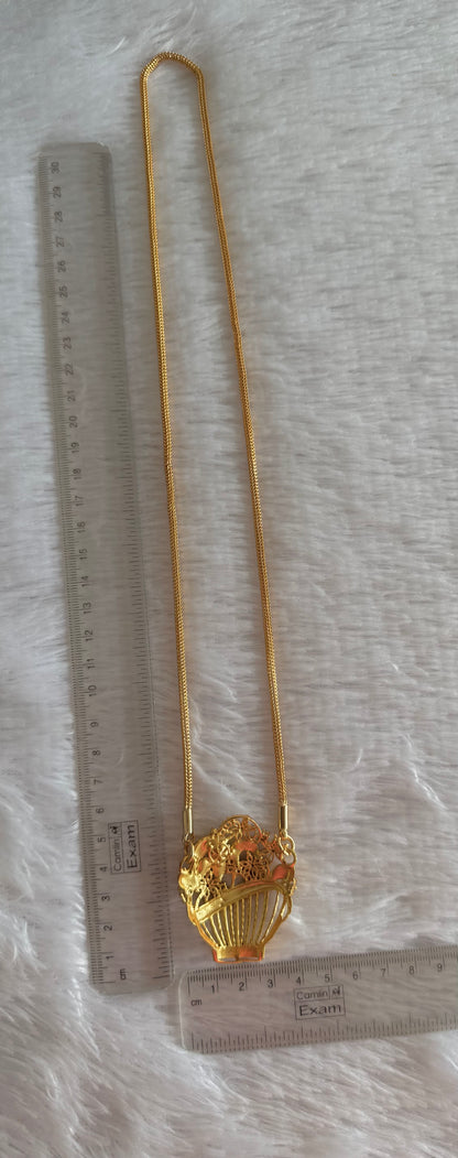 Gold tone 24 inches chain with flower pot pendant dj-52218