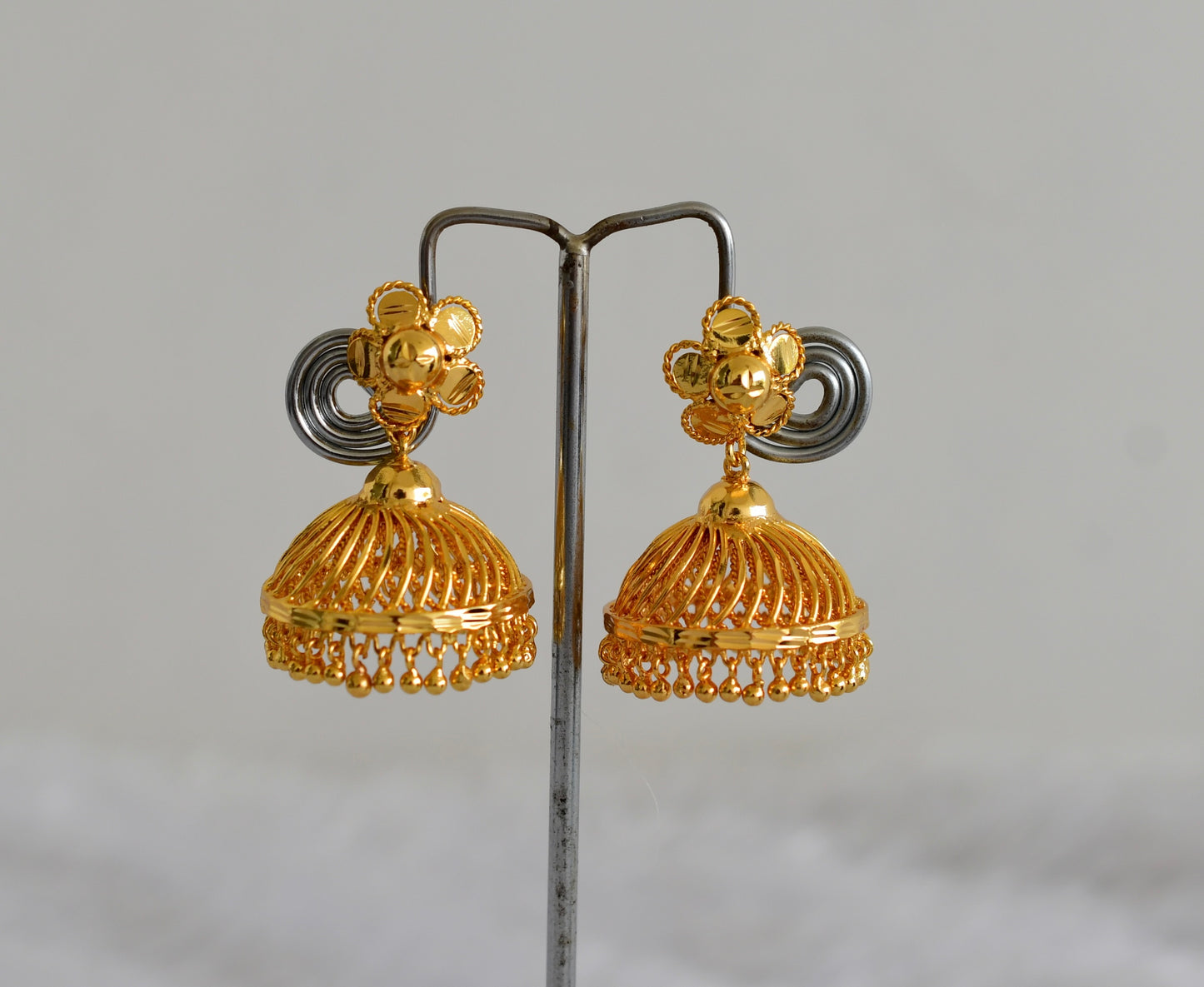 Gold tone Kerala style flower jhumkka dj-51809