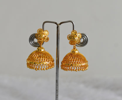 Gold tone Kerala style flower jhumkka dj-51809