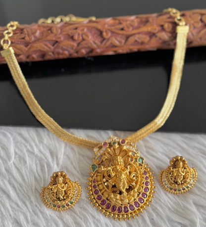 Matte finish kemp-green-white krishna necklace set dj-51107