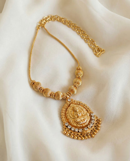 Gold tone white lakshmi kodi chain necklace dj-34799
