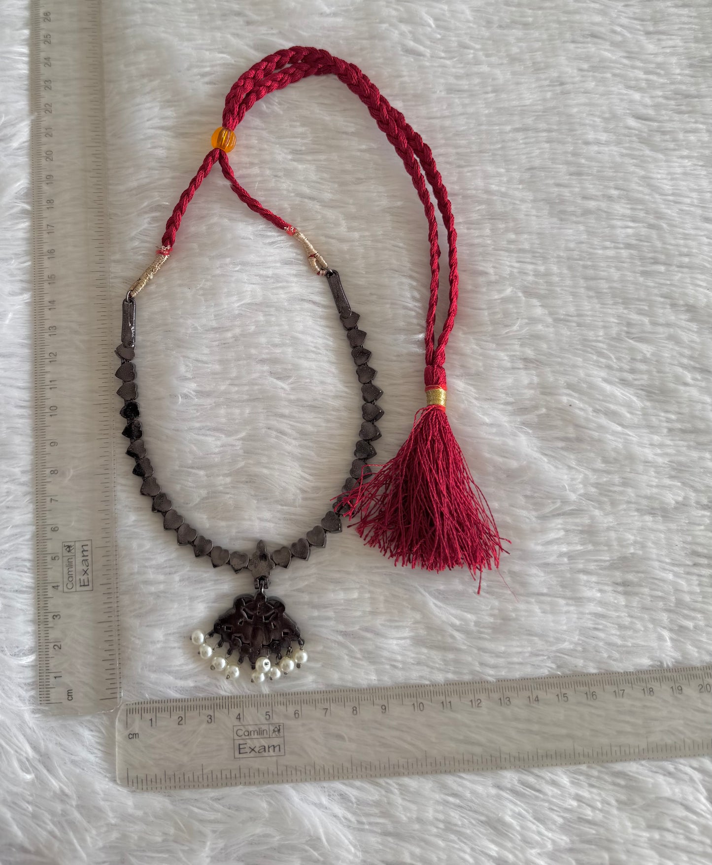 Black finish precious kemp-green pearl attigai/necklace dj-52284