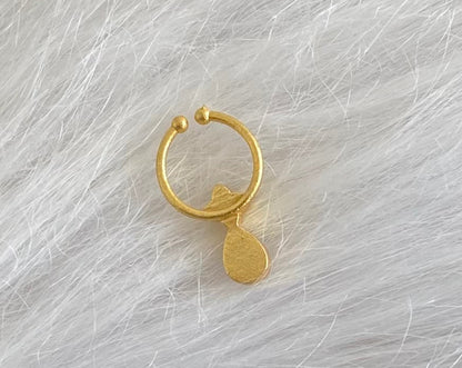 Gold tone kundan jadau green-white stone nose pin/bulakku dj-53763