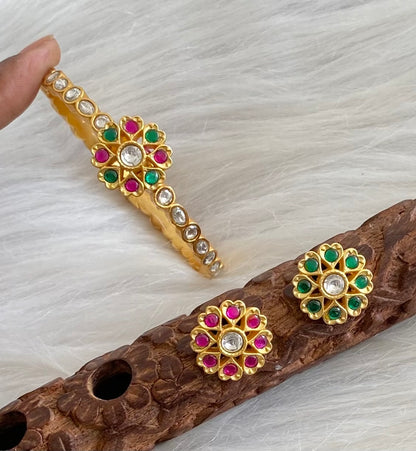 Gold tone flower Kundan jadau changeable kada/bracelet dj-53976