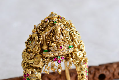 Antique gold tone cz pink-green jadau lakshmi peacock elephant nakshi vanki/bajuband dj-51965
