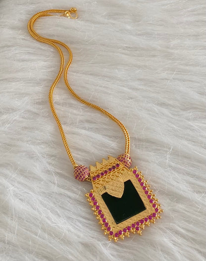 Gold tone pink-green Kerala style necklace dj-54450