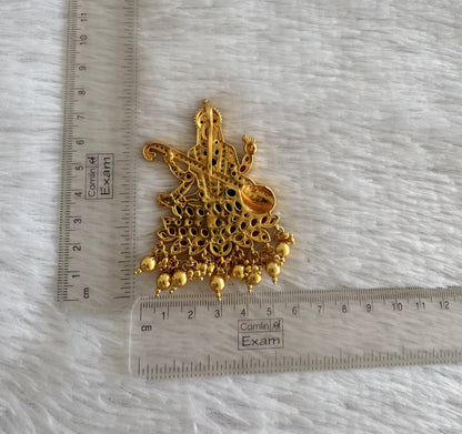 Matte finish kemp-green-white Ma Saraswathi pendant dj-52072