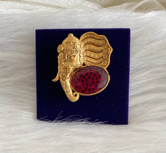 Matte finish big red stone magnetic brooch for men dj-54217