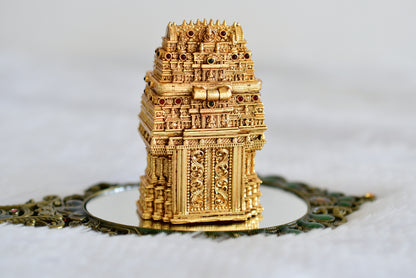 Antique gold tone Shri ganesh temple kumkum box dj-52329