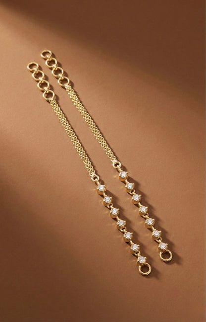 Gold tone cz white stone ear side chain dj-50010