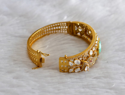 Antique gold tone cz moissanite sea green elephant kada dj-51771