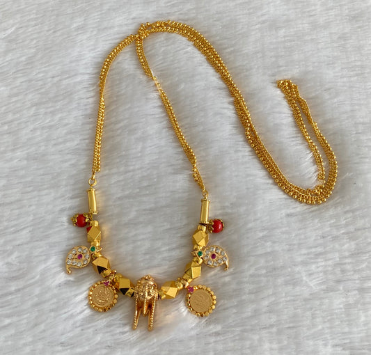 Gold tone lakshmi coin coral mangalyam with 30 inches chain dj-53087