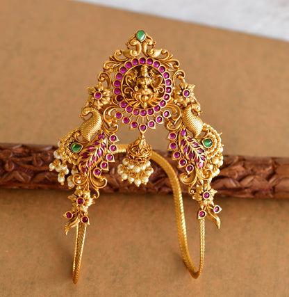 Matte finish kemp-green pearl peacock Lakshmi bridal vanki/bajuband dj-51971
