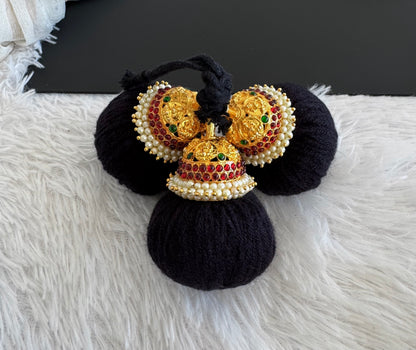 Gold tone kemp-green pearl lakshmi kuppulu (Hair accessory) dj-52764