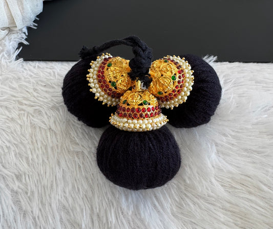 Gold tone kemp-green pearl lakshmi kuppulu (Hair accessory) dj-52764